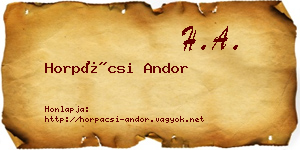 Horpácsi Andor névjegykártya